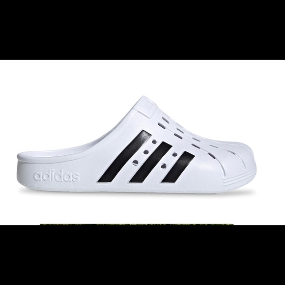 Brand New Adidas Adilette White/Black Clog sz 7 & 8 women left - Picture 6 of 11